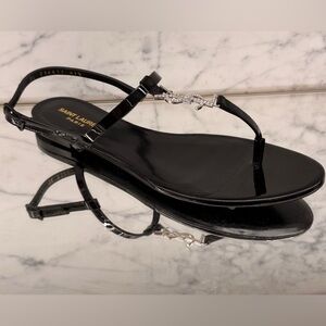 NEW Saint Laurent Women's Cassandra Sandals with crystals black 37 US 7 $1100